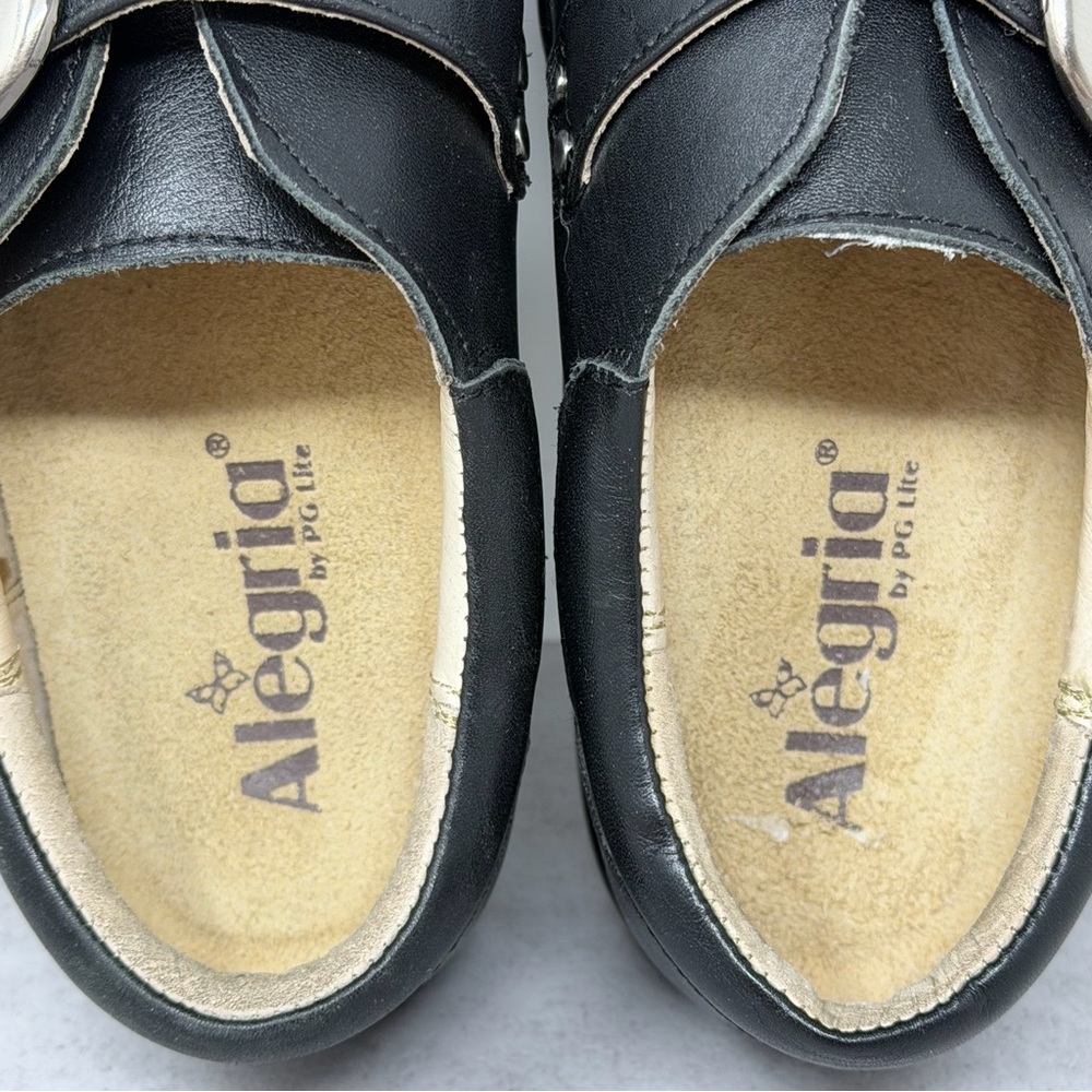 Alegria Black Leather Khloe Professional Clog with Silver Buckle EU37/US7 - Picture 10 of 11